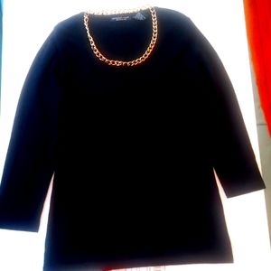 BLACK STRETCH KNIT GOLD CHAIN ATTACHED